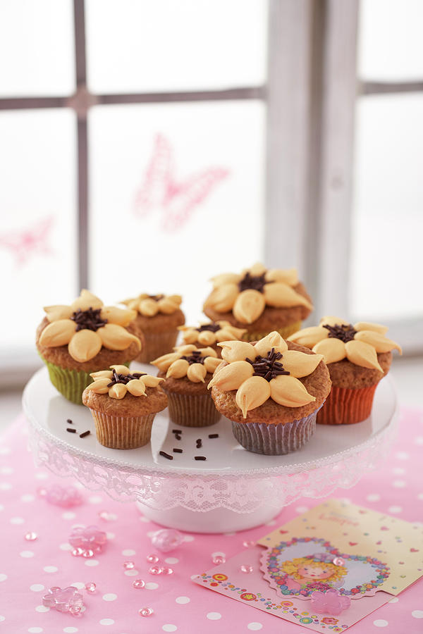 Sunflower Muffins On A Cake Stand Photograph by Oliver Brachat