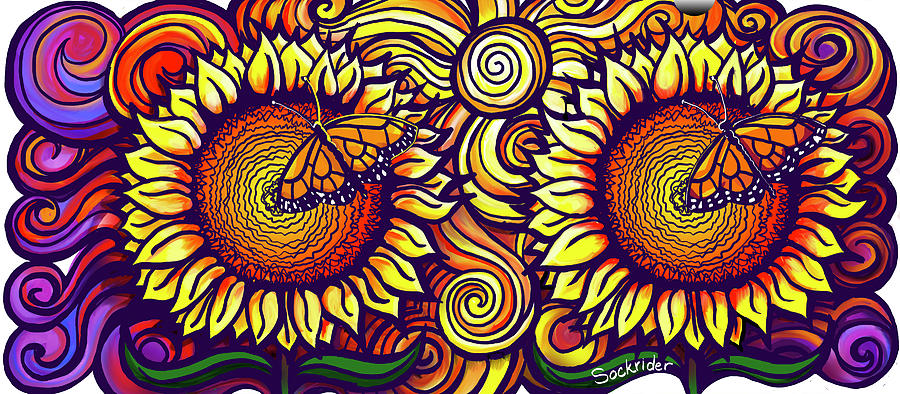 Sunflower Mug Digital Art by David Sockrider