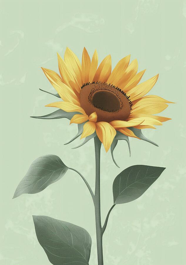 Sunflower On Green Background Digital Art by Trendy Art Sunflower On Green Background Digital Art by Trendy Art