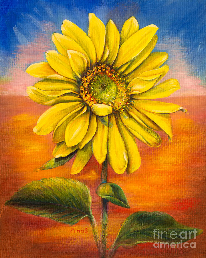 Sunflower painting Painting by Zina Stromberg