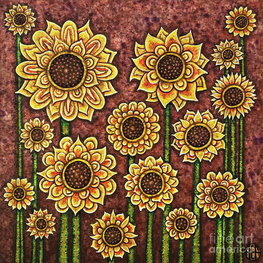 Sunflower Tapestry Painting by Amy E Fraser