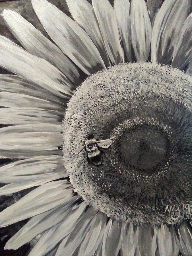 Sunflower with a bee Painting by Mindy Gibbs