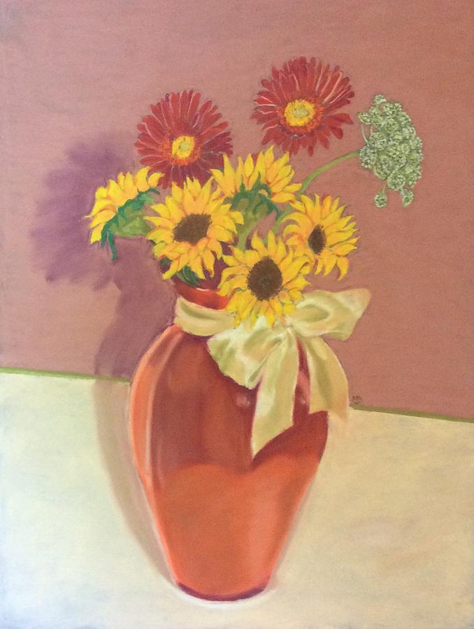 Stillife Pastel - Sunflowers and Daisies by Mary Birchard