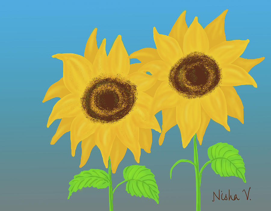 Sunflowers Duo Digital Art by Nishma Creations | Fine Art America