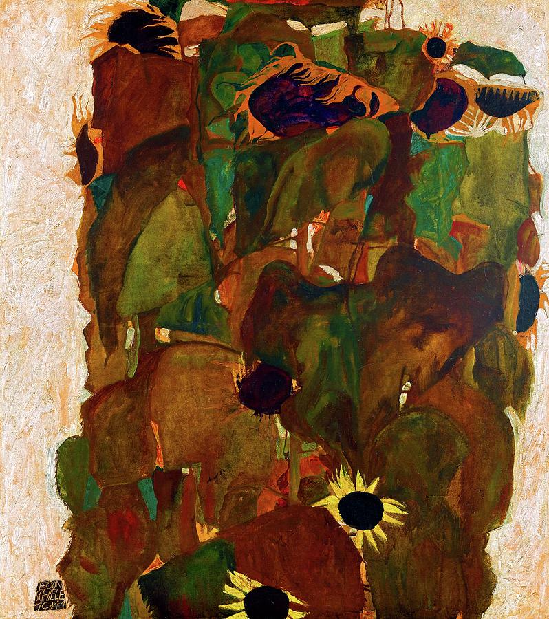 Egon Schiele Painting - Sunflowers by Jon Baran