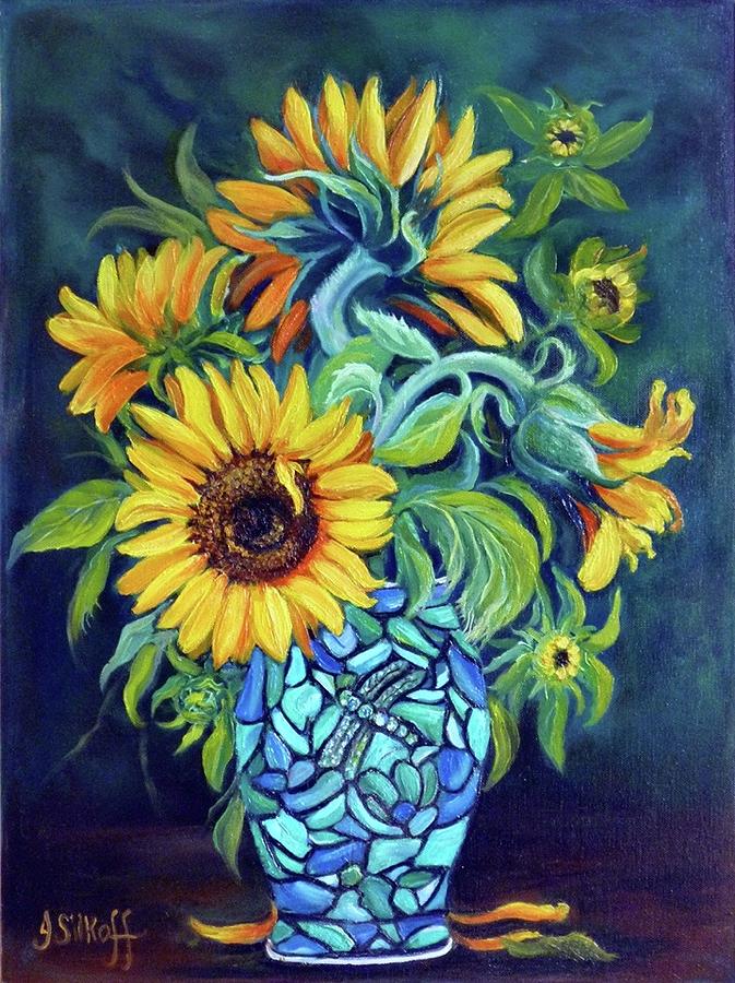 Sunflowers in an Art Deco vase by Janet Silkoff Sunflowers in an Art Deco vase by Janet Silkoff