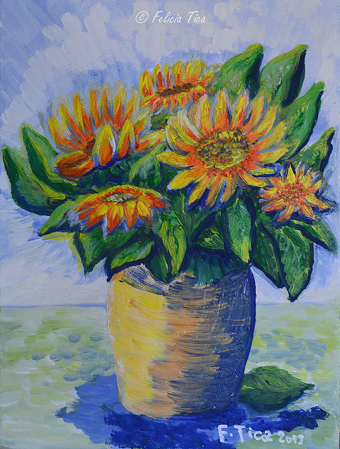 Sunflowers Joy Painting by Felicia Tica