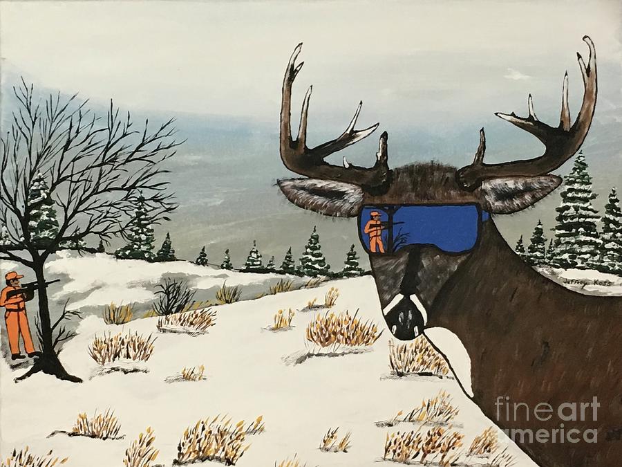 Whitetail  Buck With Sunglasses  Painting by Jeffrey Koss