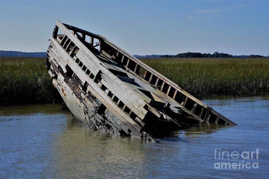 Sunken Wooden Boat Photograph by Groover Studios