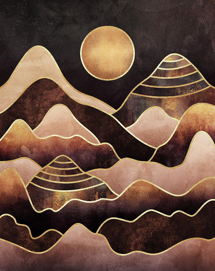 Nature Digital Art - Sunkissed Mountains by Elisabeth Fredriksson