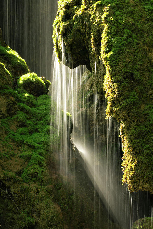 Sunlight And Mossy Waterfall Photograph by Avtg
