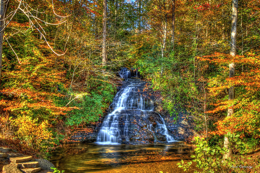 Greenville SC Sunlight Drenched Waterfall Landscape Art  Photograph by Reid Callaway