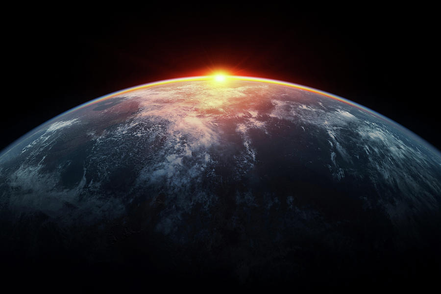 Nature Digital Art - Sunlight Eclipsing Planet Earth by Panostock