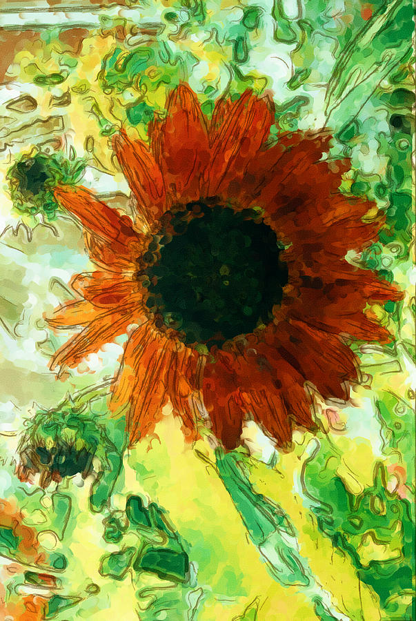 Sunlight on Solo Sunflower Digital Art by Richard Ortolano