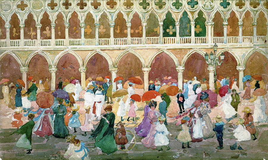 Usa Painting - Sunlight On The Piazzetta - Digital Remastered Edition by Maurice Brazil Prendergast Usa Painting - Sunlight On The Piazzetta - Digital Remastered Edition by Maurice Brazil Prendergast