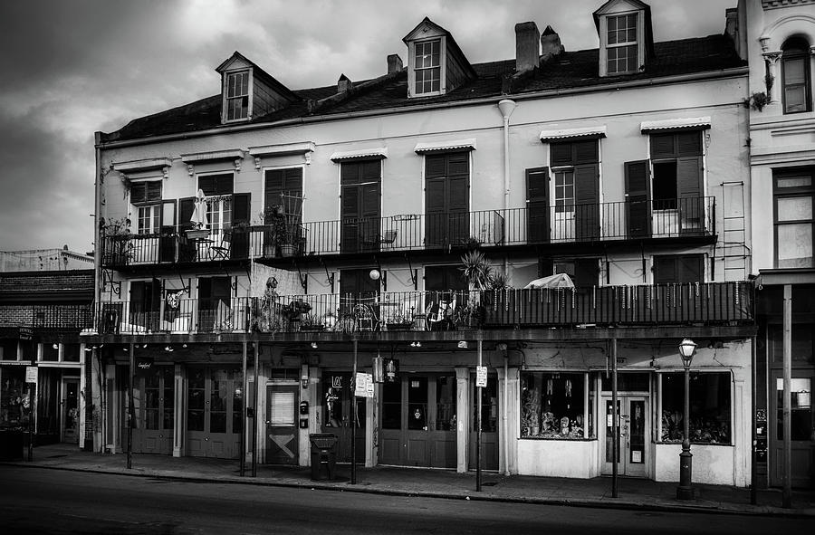 New Orleans Photograph - Sunlight On Yellow Building In Black and White by Greg and Chrystal Mimbs