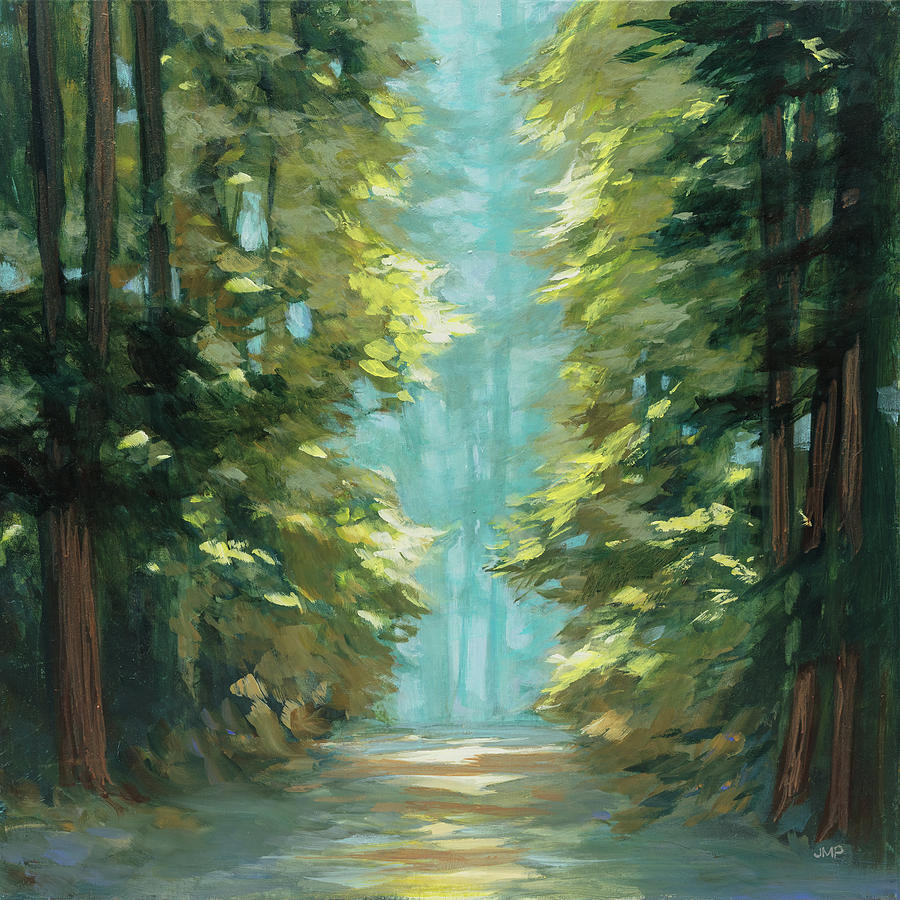 Tree Painting - Sunlit Forest by Julia Purinton