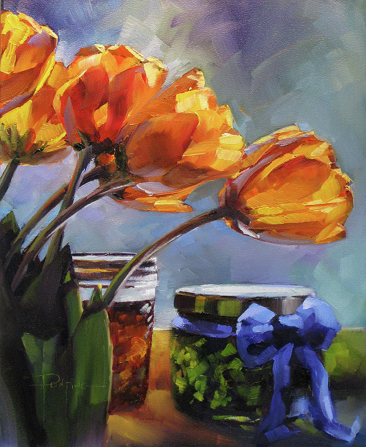 Tulips Painting - Sunlit Jewels by Dianna Ponting Tulips Painting - Sunlit Jewels by Dianna Ponting