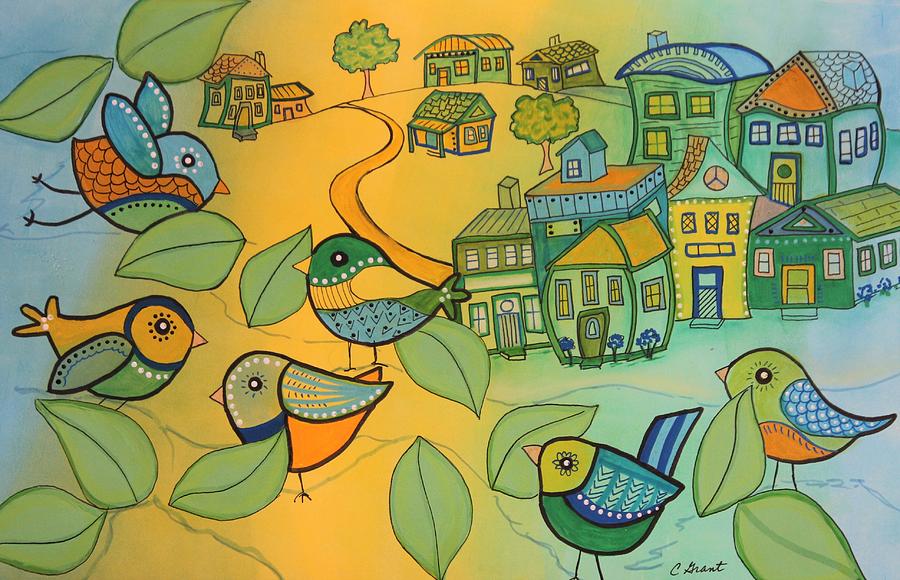 Sunny Day In The Village Mixed Media By Connie Grant Fine Art America