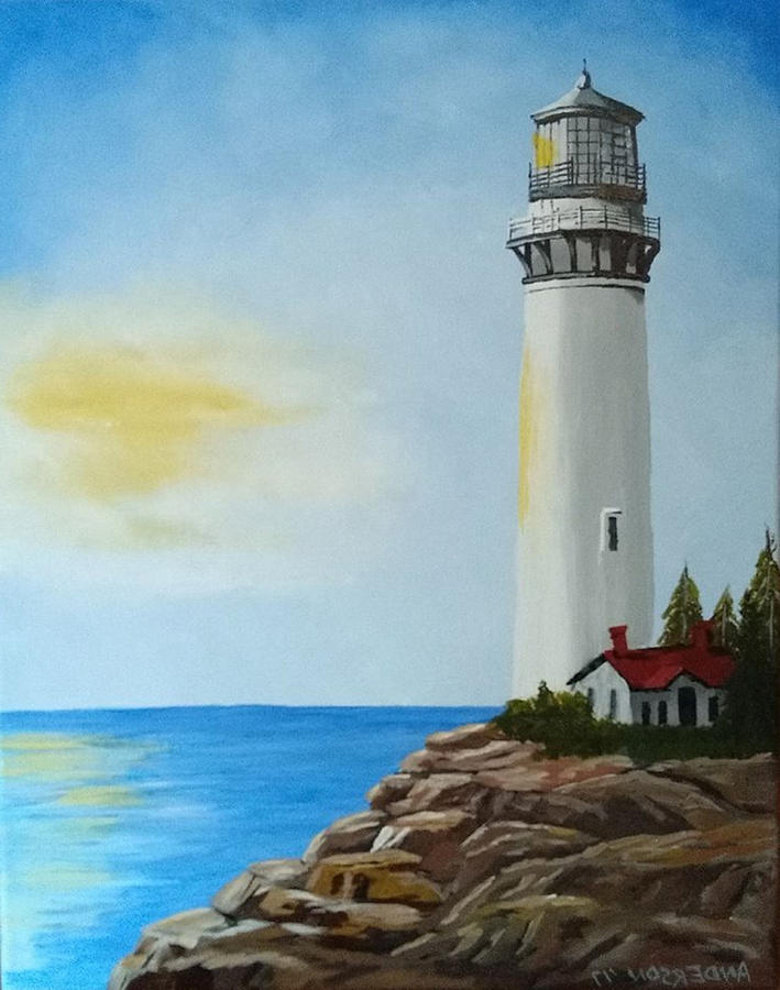 Sunny Lighthouse Painting by Pamela Anderson - Pixels