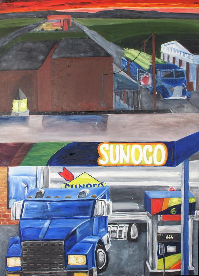Sunoco Tankers Painting by David Martin