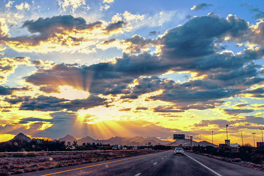 Sunrays over Tucson freeway Photograph by Chance Kafka