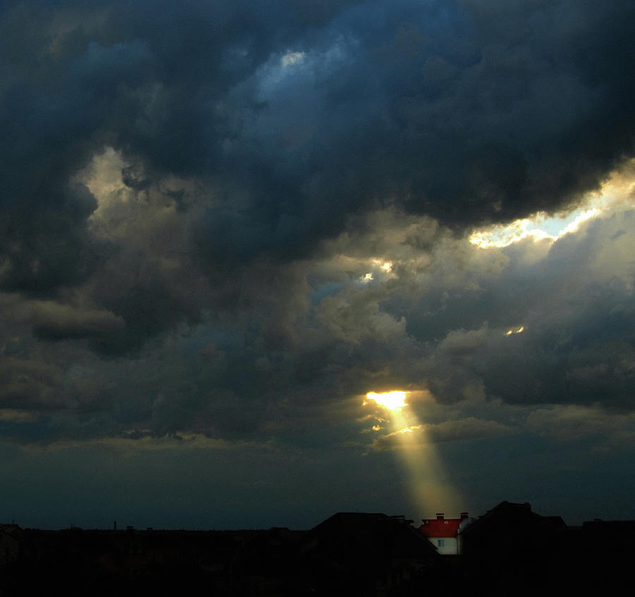 Sunrays Through Stormy Clouds On House Photograph by Win-initiative ...