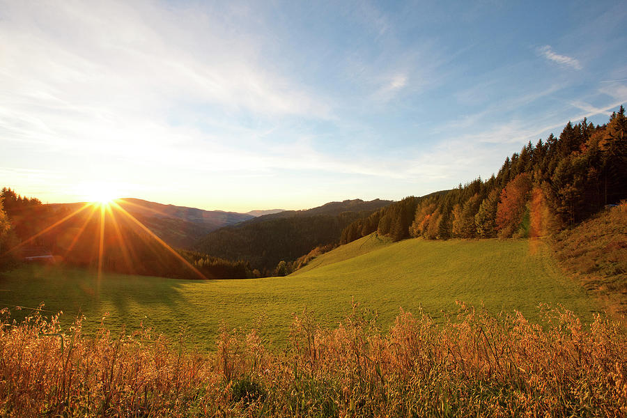 Sunrise Above An Alpine Pasture, Styria, Austria Photograph by Harald Eisenberger