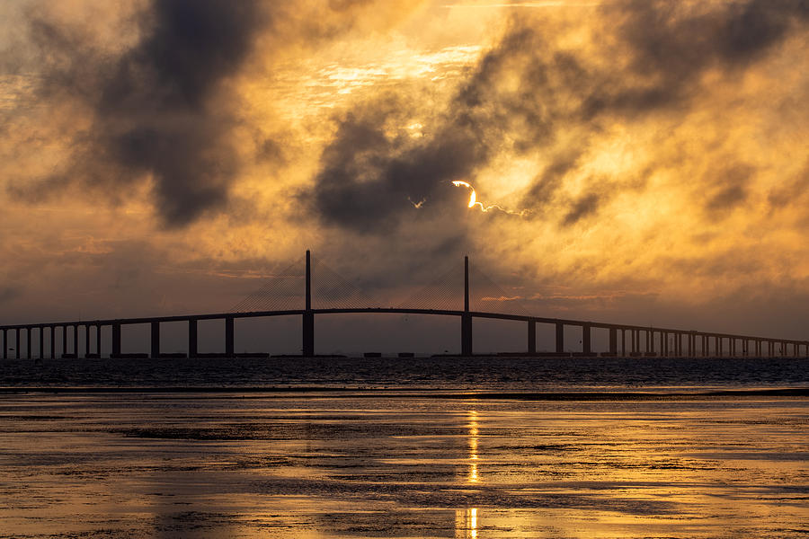 Sunrise above the Sunshine Skyway in Tampa Bay Photograph by L Bosco