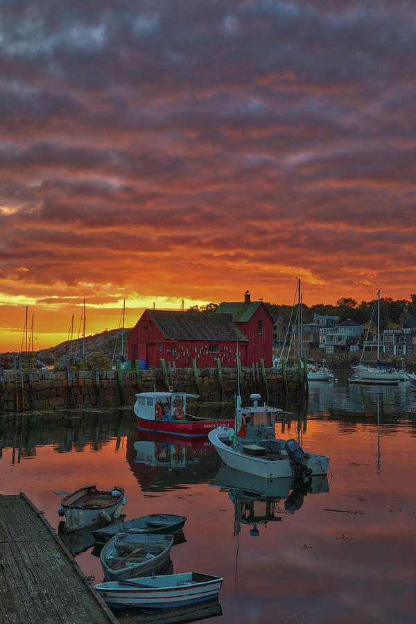 Sunrise across Rockport Harbor Photograph by Juergen Roth