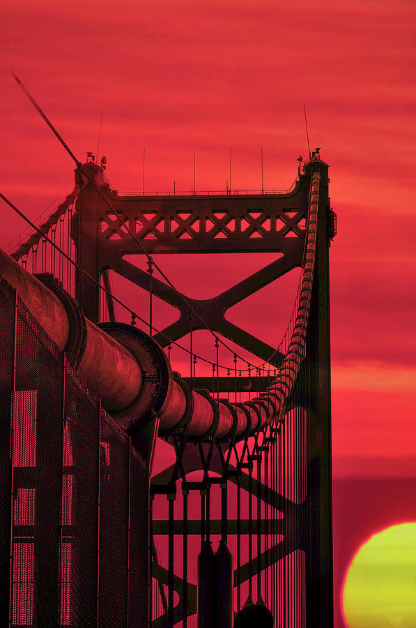 Sunrise Across the Benjamin Franklin Bridge Photograph by Bill Cannon