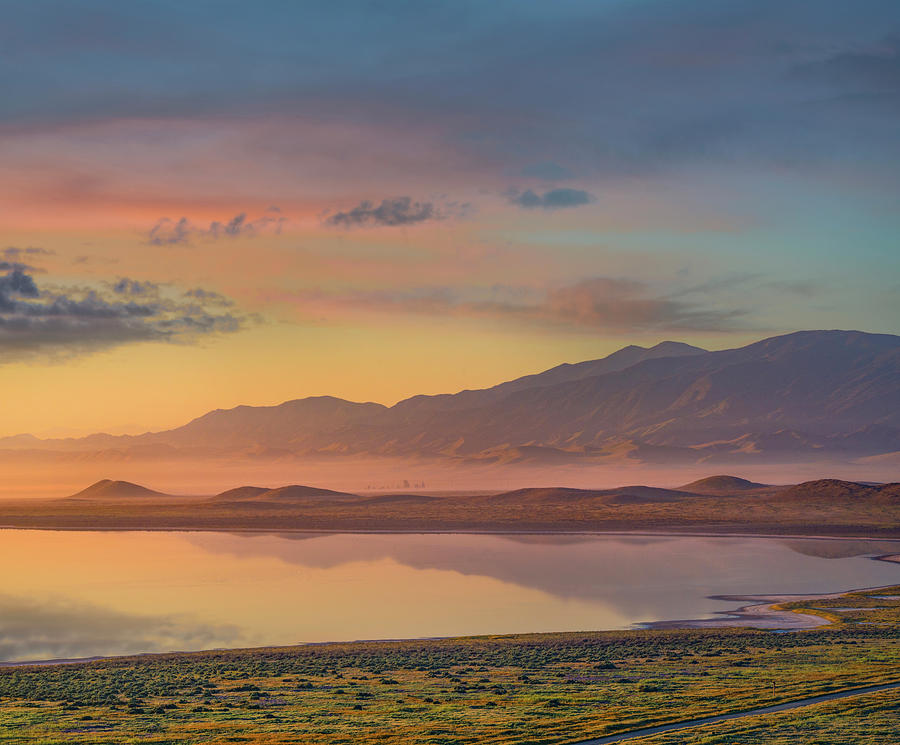 Sunrise And Mountains, Soda Lake, Carrizo Plain Nm, California Photograph by Tim Fitzharris