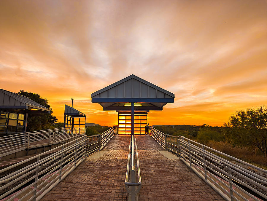 Dallas Photograph - Sunrise At A Train Station by Mike He
