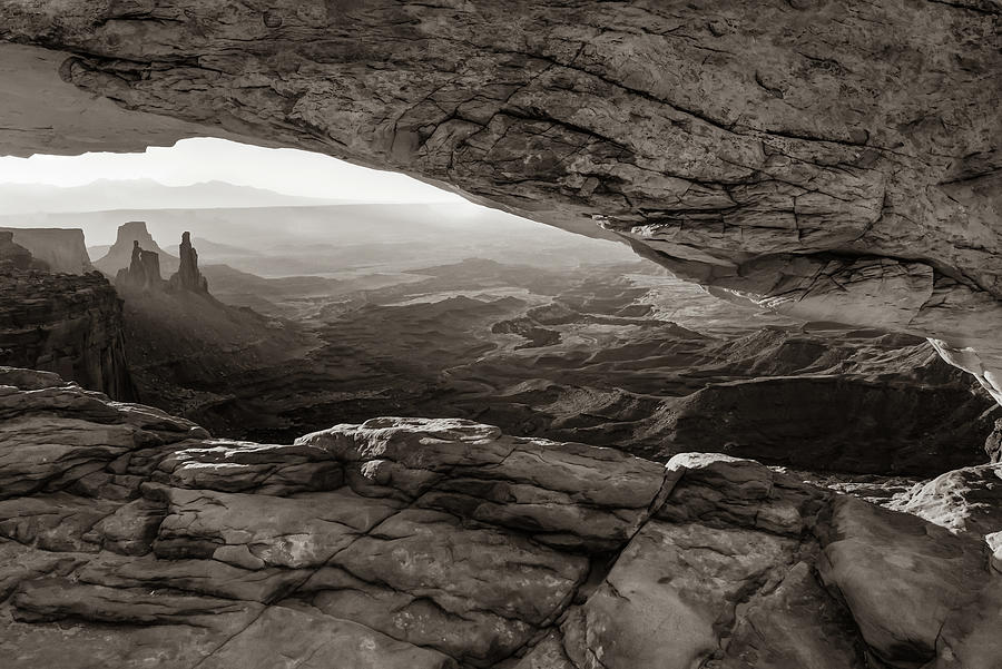 National Parks Photograph - Sunrise at Canyonlands Mesa Arch in Sepia by Gregory Ballos