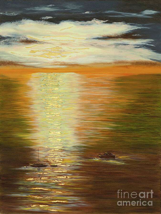 Boats Painting - Sunrise At Hamilton Cove by Artbysarge Boats Painting - Sunrise At Hamilton Cove by Artbysarge