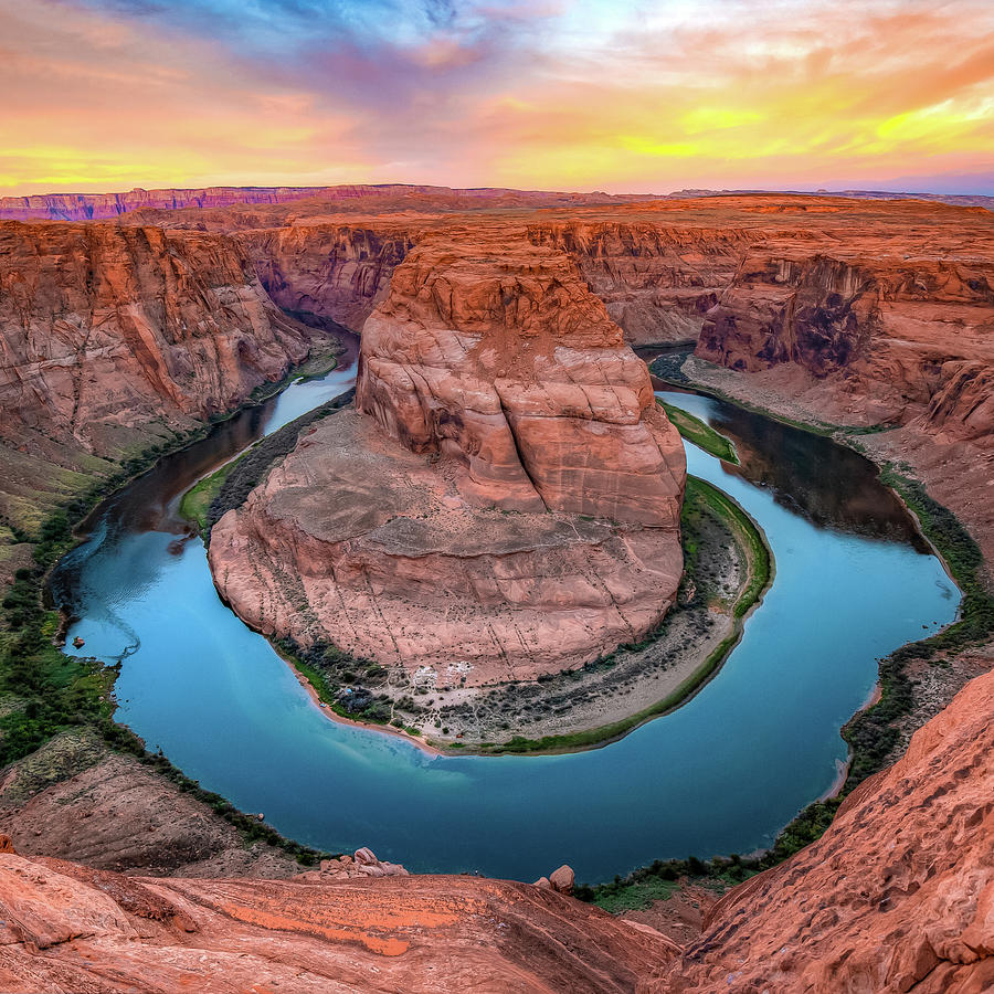 America Photograph - Sunrise at Horseshoe Bend - Square Format by Gregory Ballos