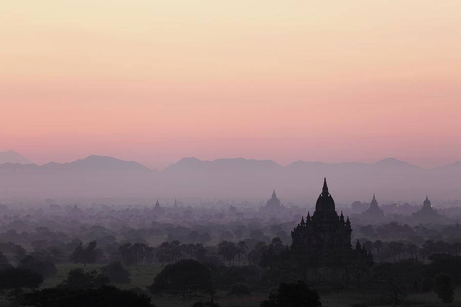 Sunrise At The Bagan Temple Field Photograph by Arturbo