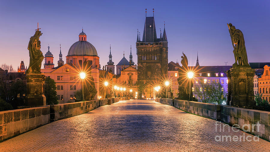 Sunrise at the Charles Bridge in Prague Photograph by Henk Meijer Photography