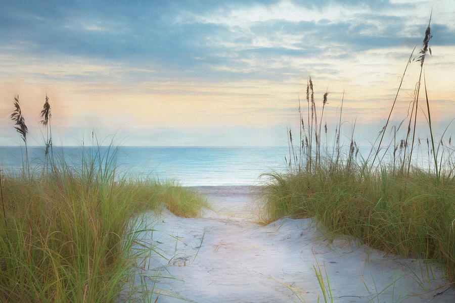 Sunrise at the Dunes Watercolor Painting Photograph by Debra and Dave Vanderlaan