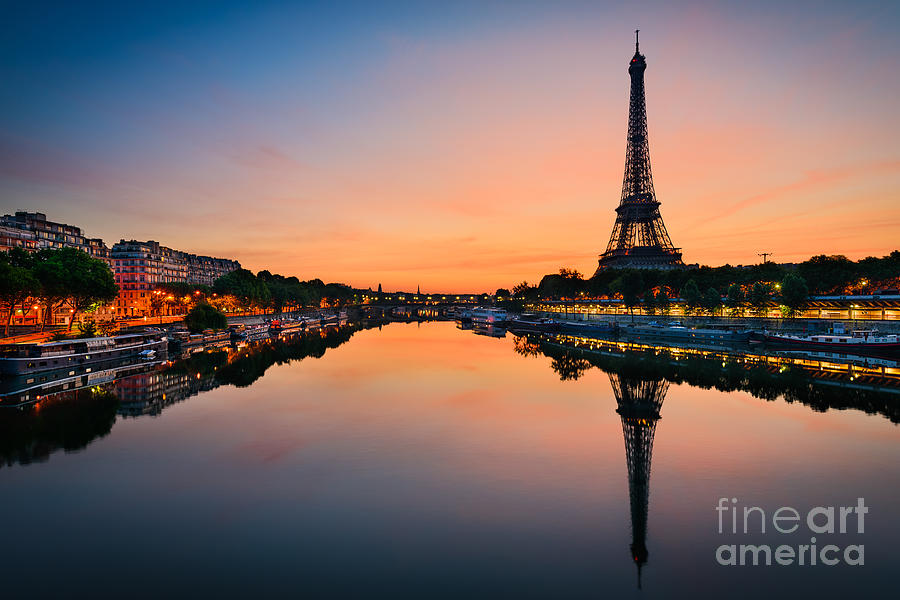 Sky Photograph - Sunrise At The Eiffel Tower Paris by Mapics
