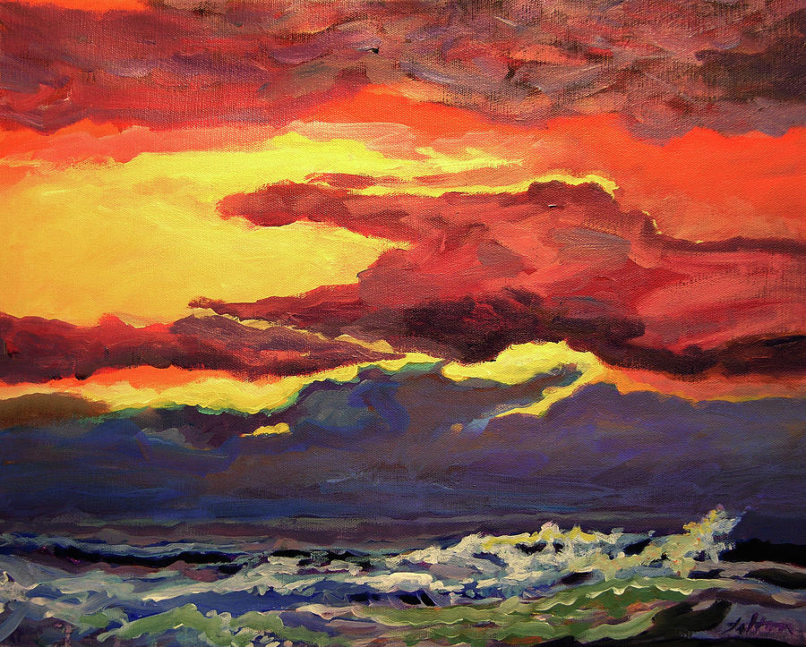 Sunrise at the jetty 6-23-15 Painting by Julianne Felton