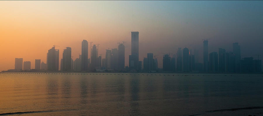 Sunrise Behind Doha Skyline Photograph by Shahin Olakara Photography