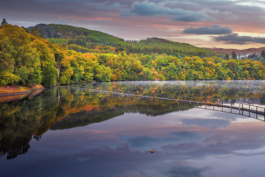Sunrise Colors at the Lake in Pitlochry Photograph by Debra and Dave Vanderlaan