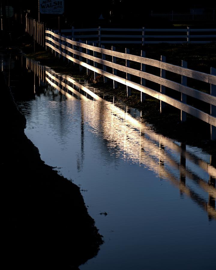 Sunrise Fence and Reflection 2 Photograph by Jerry Sodorff