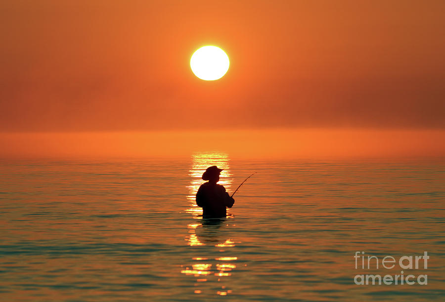 Sunrise fisherman 5 Photograph by Eric Curtin