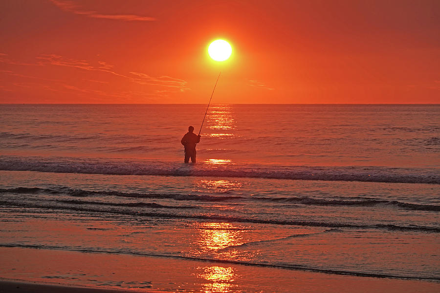 Sunrise Fishing on Ogunquit Beach Ogunquit Maine Photograph by Toby McGuire