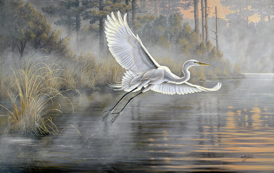 Bird Painting - Sunrise Flight by Wilhelm Goebel
