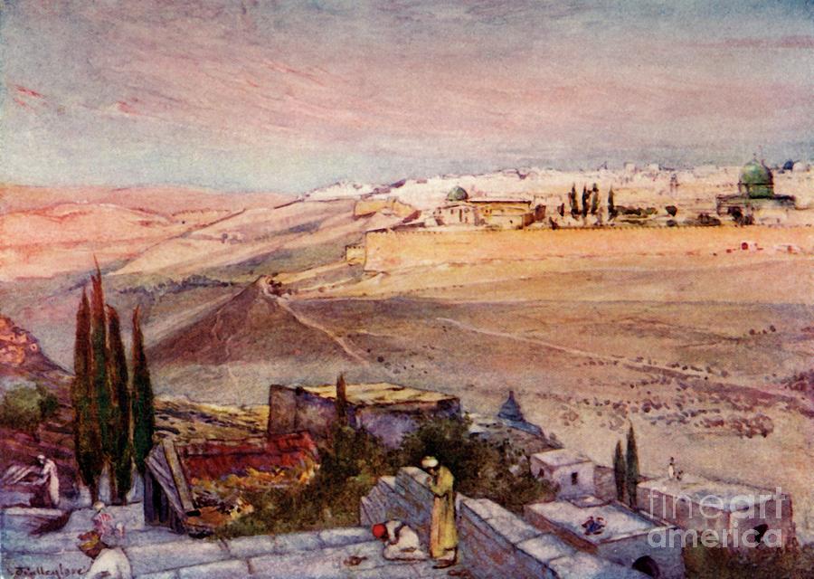 Sunrise From The Mount Of Olives Drawing by Print Collector