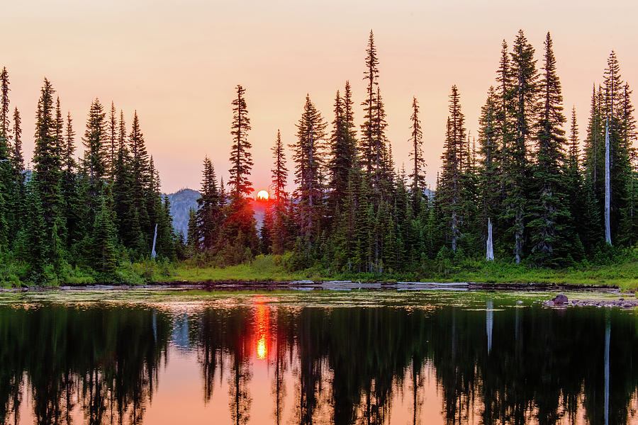 Sunrise from the Reflection Lake Digital Art by Michael Lee