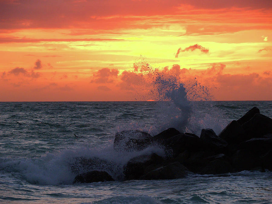 Sunset Photograph - Sunrise Haulover1 Wave by Cw Hetzer